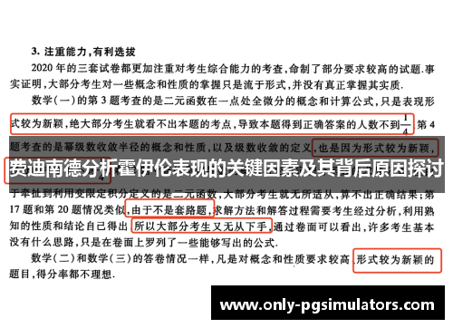 费迪南德分析霍伊伦表现的关键因素及其背后原因探讨